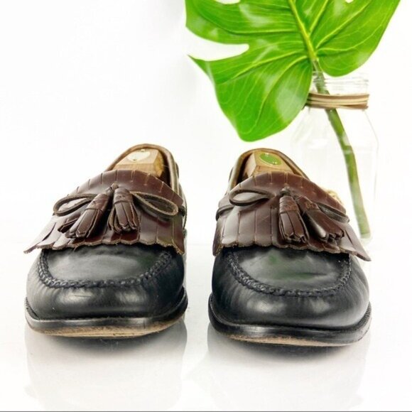Johnston Murphy Mens Aragon Loafers Size 10.5 Brown Black Tassel Kiltie Moc Shoe - Picture 3 of 12